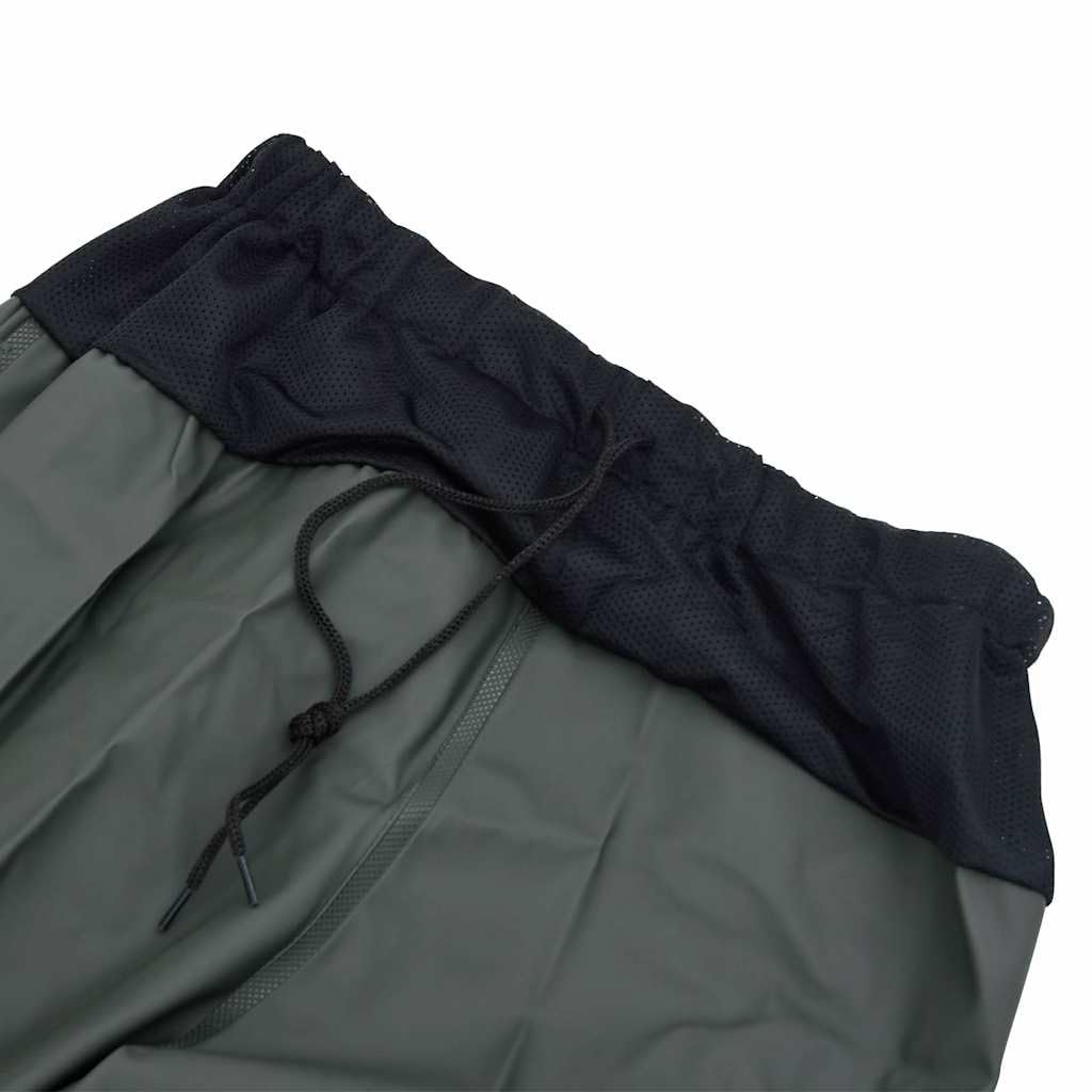 Hüftwathose mit integrierten Stiefeln dunkelgrün aus PVC-beschichtetem Polyester Größe 46 wasserfest atmungsaktiv für Angler Jäger Fliegenfischen Karpfenangeln am Teich Fluss und See