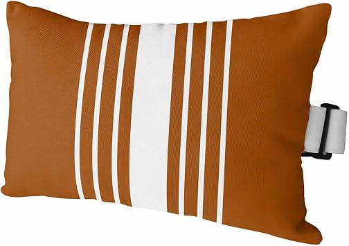 Burnt Orange Stripe Outdoor Head Pillows for Recliner Lounge Chair,Pack of 1 Waterproof Throw Pillow Cushion Cases with Insert&Elastic Strap,Modern Minimalist Style Neck Pillow for Patio Beach