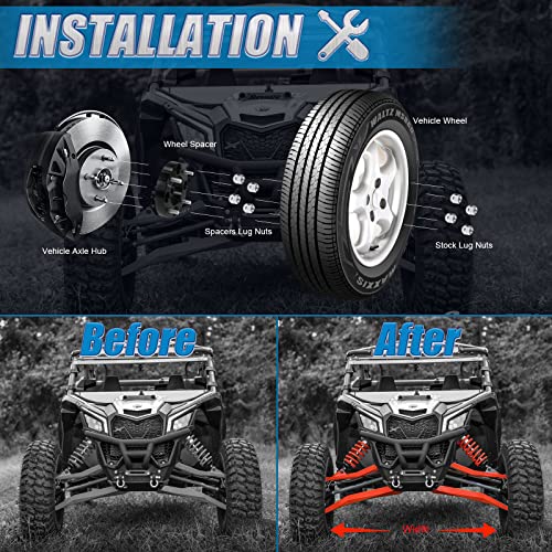 JiiinMiiin 2 inch 50mm 4x110 ATV Wheel Spacers with 74mm Hub Bore & 10x1.25 Studs, Compatible with Honda Yamaha Suzuki Bombardier, Black 4 pack by JiiinMiiin - Image 6