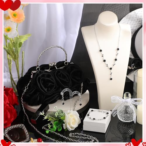 Image of Hicarer 5 Pcs Women Rose Clutch Purse Rose Jewelry Accessories Set