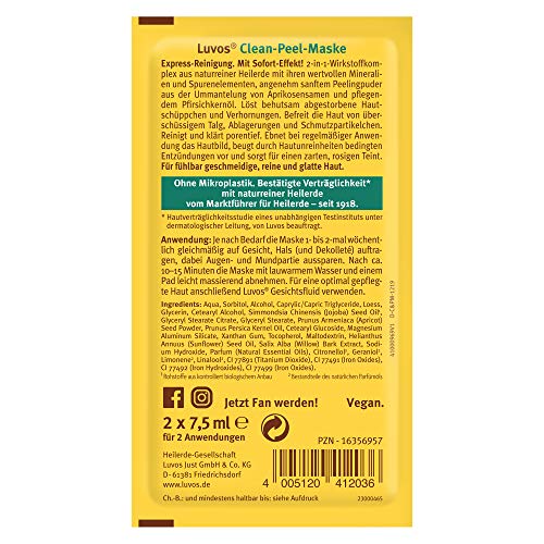 Luvos Heilerde Clean-Peel-Maske mit Aprikosensamen, 2 x 7,5 ml
