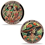 Memento Vivere Challenge Coin Momento Mori, La Catrina Coin Commemorate The Lost Embrace of Eternity Carpe Coin Time Reminder Inspirational CoinsGifts for Mexican Day of The Dead