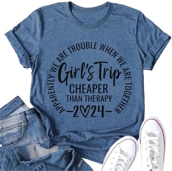 Girl's Trip 2024 Letter Print Women Slogan T-Shirt