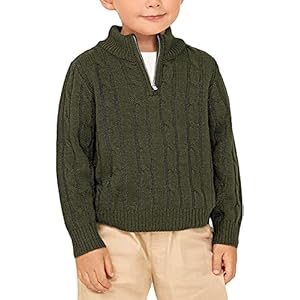 Zhaovi’s Toddler Boys Girls Sweater Twisted Knit Cable 1/4 Zip Sweaters Outfit Baby Winter Long Sleeve Warm Soft Outwear