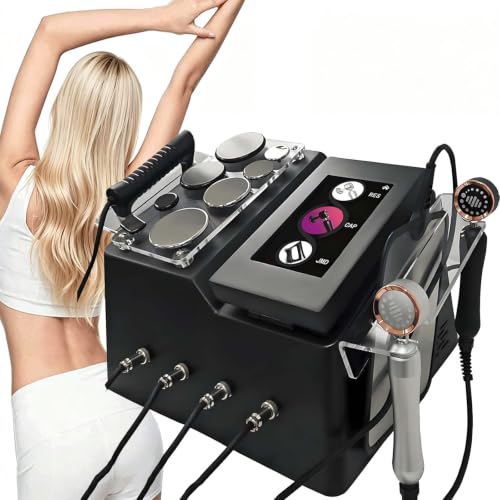Urządzenie Do Terapii Tecar 350 W 448 Khz (Diatermia Rf Cet/Ret) Z 8 Głowicami, 2 Uchwytami I Elektrodą Bierną; Do Głębokiego Ogrzewania Tkanek, Modelowania Sylwetki I Odmładzania Twarzy