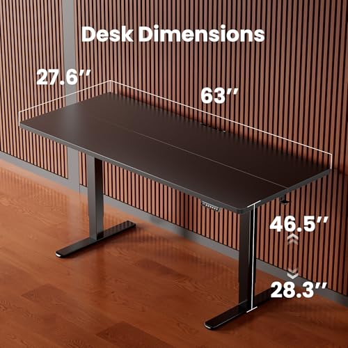 Image of ErGear Height Adjustable Electric Standing Desk, 63 x 28 Inches Sit Stand up Desk, Memory Computer Home Office Desk, Black