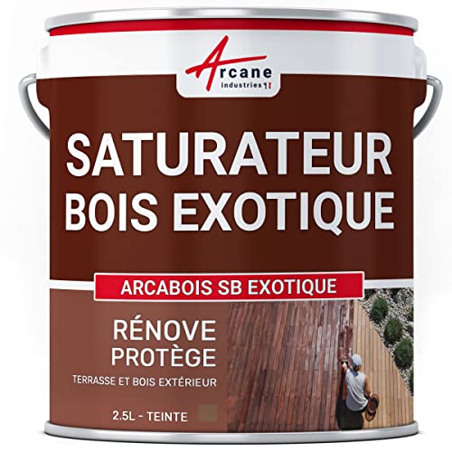 Saturateur bois Exotique pour terrasse et mobilier en teck, ipé, cumaru, garapa, itauba : Arcabois exotique - 2.5 L (jusqu'à 12.5 m²) Teck - ARCANE...