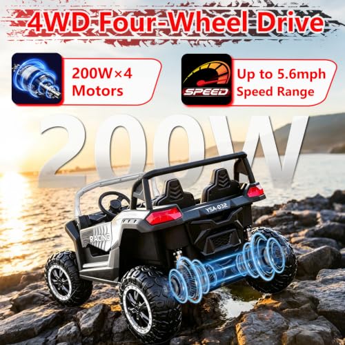 Image of NEWQIDA XXXL 2 Seater 24V Ride On Toys 4x200W Kids Side by Side UTV, White