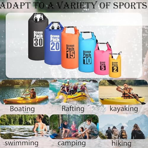 Image of Waterproof Dry Bag with Phone Case, 2L /3L /5L /10L /15L /20L /30L, Floating and Lightweight Bags for Kayaking Rafting Boating River Trekking-Multi Color (15 Liter)