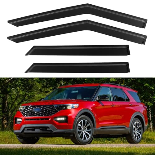 Image of Window Visors Rain Guards for 2020-2026 Ford Explorer, Out-Channel Window Vent Wind Deflectors Visors Shades for 20-26 Explorer