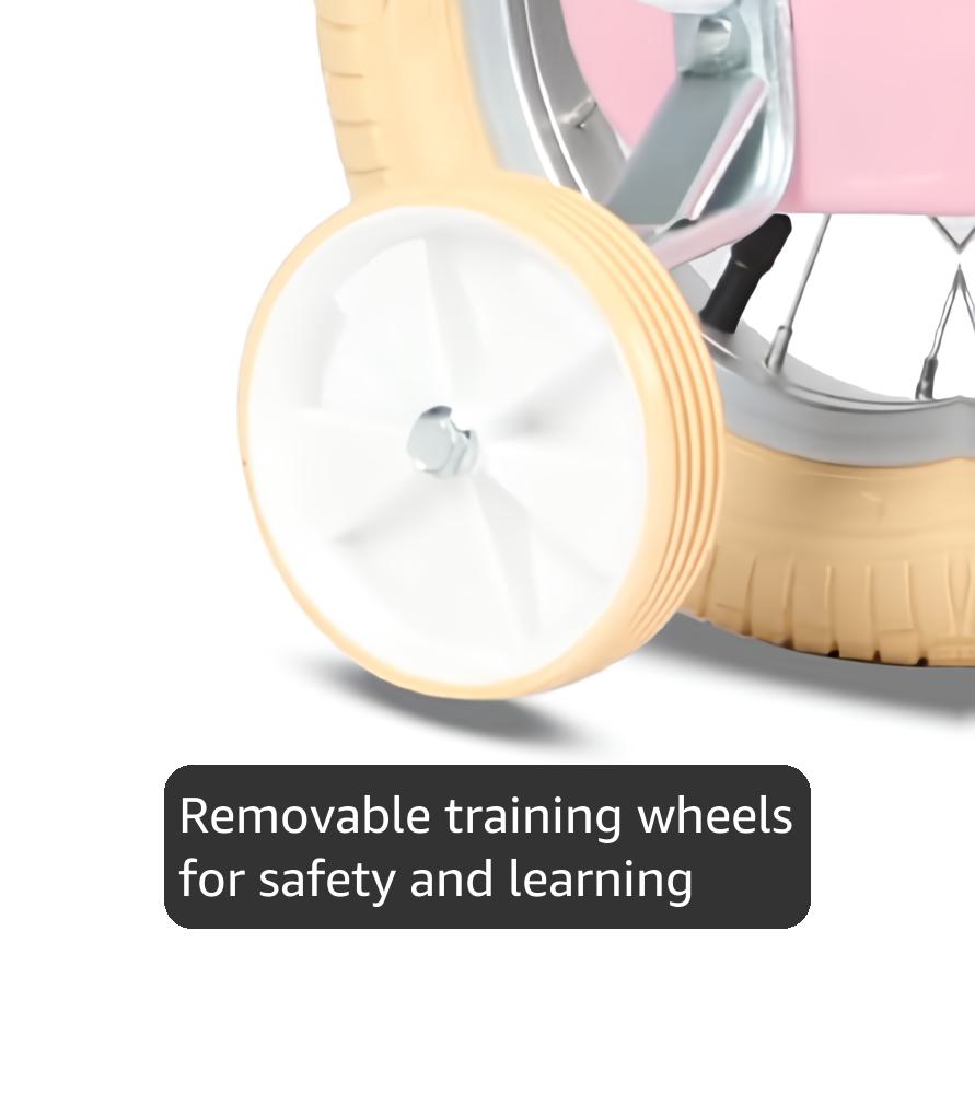 Petimini Girls Bike with Basket for 2-12 Years Old Kids, 12 14 16 18 20 Inch Bicycle with Bell Training Wheels Basket, Multiple Colors