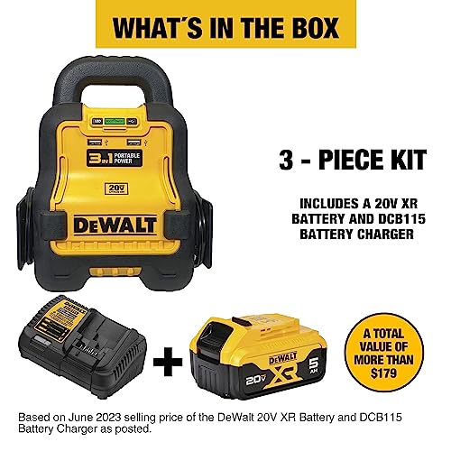 DeWalt DXAE20VBBK Battery Booster with 20V XR 5 AH LithiumIon Battery