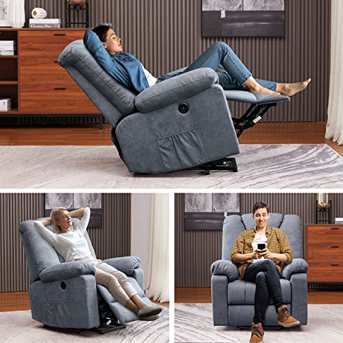 Sellerwe Electric Power Lift Recliner Chair For Elderly With Massage And Heat, Fabric Lift Recliner Chairs For Seniors, Remote Control, 3 Positions, Usb Ports For Home Living Room (Grey Blue) #TOP5