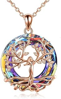 Tree of Life Necklace for Women 925 Sterling Silver Pendant with Crystal, Fine Jewellery Gifts for Wife, Mum and Girlfriend
