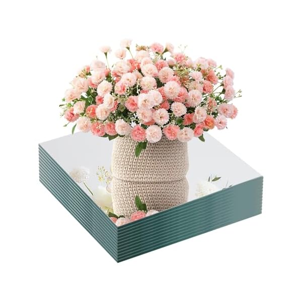 Mirror Centerpieces for Tables, 12″ Square, Set of Glass Mirror Table Centerpieces with Non-Slip Foot, Candle Plate for Wedding Decorations, Parties, Christmas, 2mm Thick