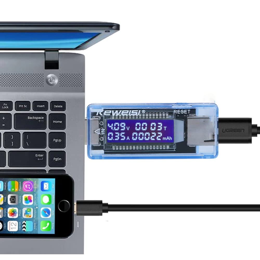 Retoo Wielofunkcyjny tester USB z wyświetlaczem LCD, 4 V – 20 V, cyfrowy miernik napięcia USB, woltomierz, amperomierz, detektor pojemności, ładowarka sieciowa, prąd A, napięcie V, pojemność mAh