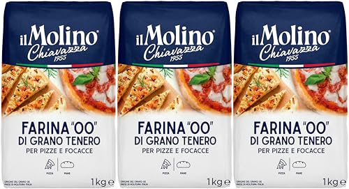 il Molino Chiavazza - Authentic Italian Soft Wheat Type 00 Pizza Flour 1kg - Pack of 3 | Perfect for Traditional Pizza & Focaccia