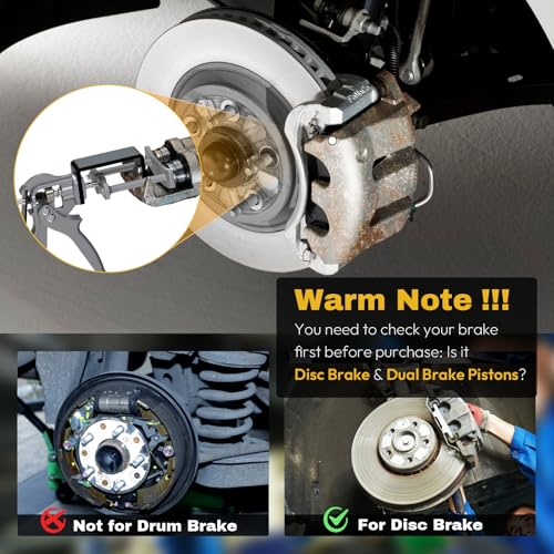 Dual Piston Brake Caliper Compressor, 25750 Brake Pad Spreader Compatible with Most Cars and Light Trucks, Disc Brake Pad Separator Tool