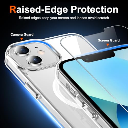 Image of for iPhone 13 /12 MINI Case with Screen Protector Clear | Compatible with Magsafe, Anti-Yellowing, Military-Grade Protection, Shockproof Slim Magnetic Phone Case,5.4 inch