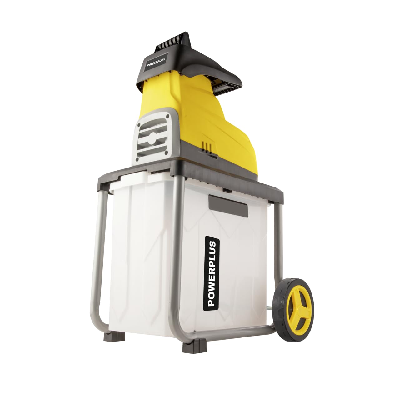 Powerplus Broyeur de Végétaux Électrique POWXG6462-2800 W, Max. Ø45 mm, Poussoir, Roues et Sac de Ramassage de 60 l Inclus