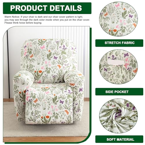 Funda para protector de muebles reclinables elástica y estampada de 4 piezas 5