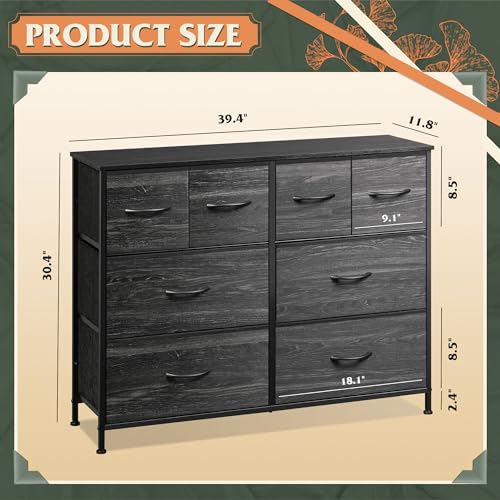 image for WLIVE Dresser for Bedroom with 8 Drawers, Wide Fabric Dresser for Stor
