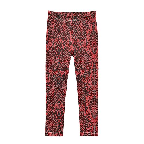Red Snake Print Animal Skin Pattern Girls Leggings Dance Running Workout Yoga Pants