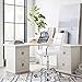 Furmax Mid-Back Office Task Chair Ribbed PU Leather Executive Chair Modern Adjustable Home Desk Retro Comfortable Work Chair 360 Degree Swivel with Arms (White)
