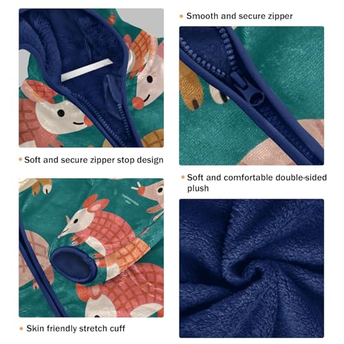 Cute Armadillos Colorful Toddler Fleece Jacket Girl Boys Hooded Fleece Jacket Coat Warm Outwear Zip-up 3-10T3