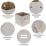 Simple Houseware 11-Inch Cube Storage Bin with Braided Handles, Ivory - Image 4