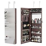 💎【Cleveres Design】 Das Zwei-in-Eins-Design von Schmuckschrank und Ganzkörperspiegel ist bequem zu bedienen und spart Platz. Öffnen Sie den Spiegelschrank, um Ihre verschiedenen Accessoires und Accessoires zu platzieren, Sie können ihn bei der Auswahl auf einen Blick sehen und müssen nicht danach suchen; schließen Sie den Spiegelschrank und Sie können Ihre Kleidung und Ihr Make-up überprüfen den Ganzkörperspiegel jederzeit vor dem Ausgehen.