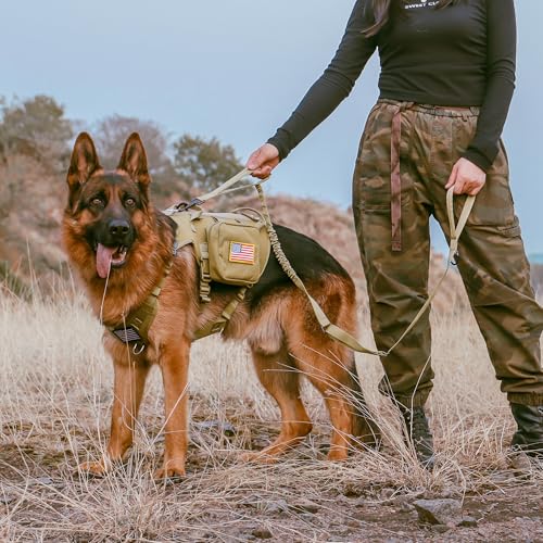 Forestpaw Tactical Dog Leash for Large Dogs,Heavy Duty Bungee Dog Leash with Shock Absorption,2 Padded Handles for Training Running Walking,Adjustable 4-5FT,Khaki - Image 5