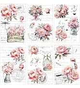 4 Sheets Garden Floral Rub On Transfers - 6x12 Inch Watercolor Stickers For Furniture, Wood, DIY Crafts