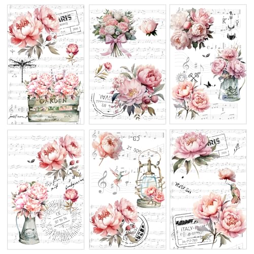 Opiniones de Muebles pegatinas los más recomendados. 45 Adhesivos de transferencia para muebles y manualidades, 6 hojas de pegatinas clásico florales para muebles, manualidades, símbolos de música, flores, calcomanías para puerta de...