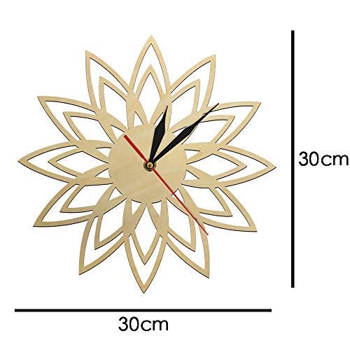 Reloj de pared analógico madera natural 30 cm diámetro miniatura 3