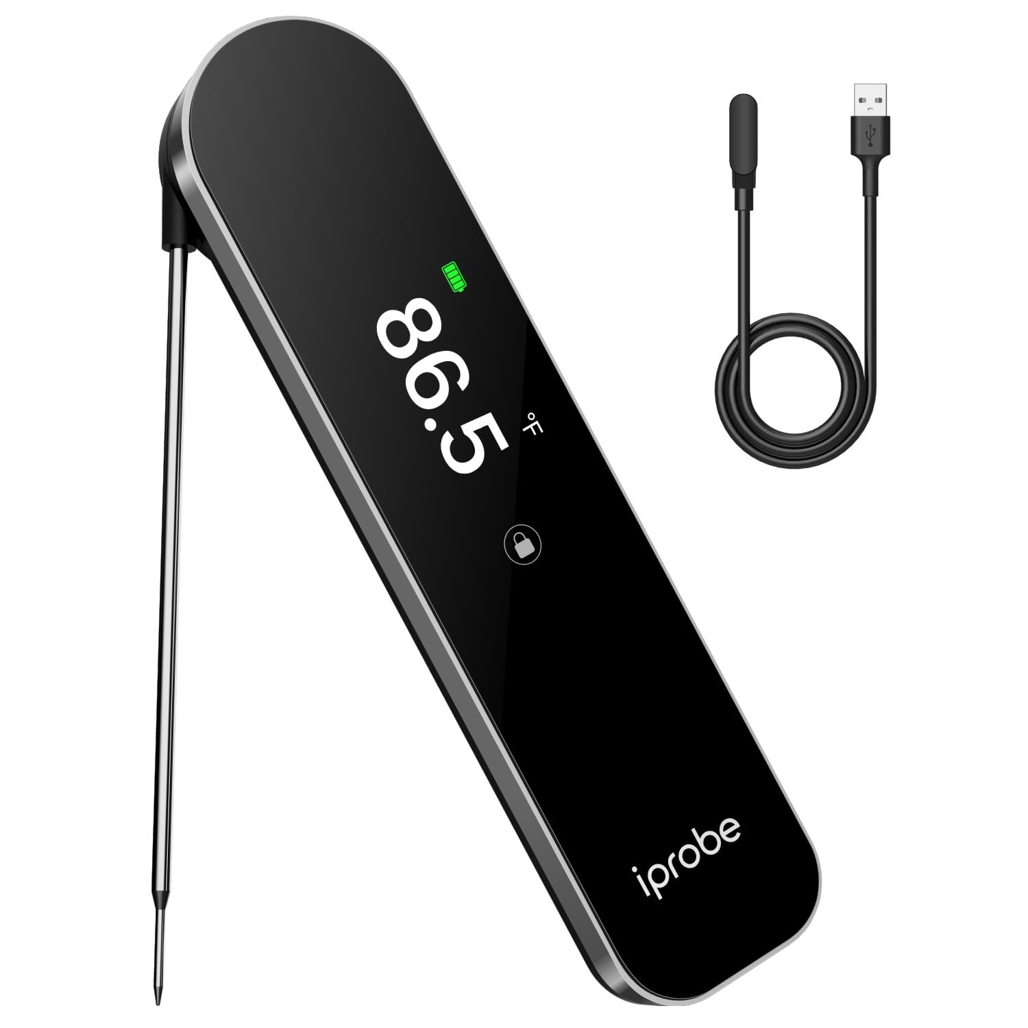 Termómetro de carne de lectura instantánea ultrarrápida de 0,5 s, pantalla TFT a color, precisión de ± 0.-15.0 °C, impermeable IP67, recargable