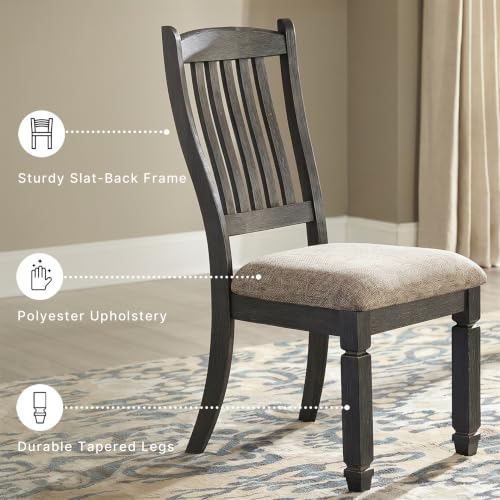 Image of Signature Design by Ashley Ralene Transitional Faux Leather Dining Chair with Cushioned Seat, Set of 4, Medium Brown & Black