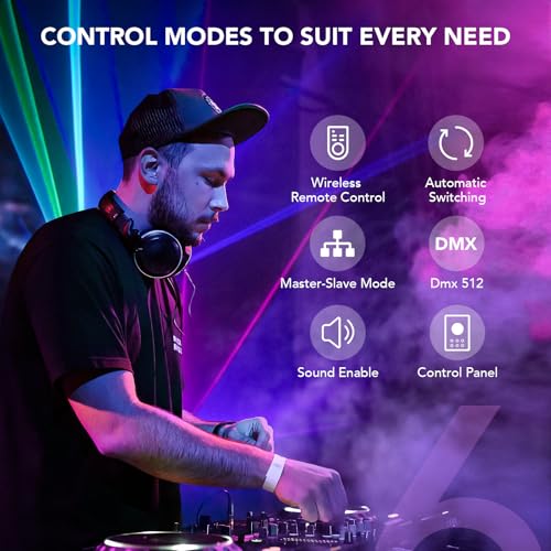 Image of KeoBin DJ Light, Pro 6 in 1 DMX & Sound Activated Laser Show Machine with Disco Ball Lights, RGBW & UV Strobe Party Lights with Dj Light for Home Party Gig Bar Stage Lighting