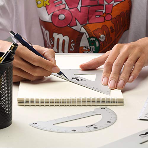 Mr. Pen - Geometry Set, 4 Pack, Metal Protractor, Aluminum Ruler, Metal Set Square, Triangle Ruler, Drafting Triangles, Triangle Ruler, Protractor Metal, Drafting Set, Geometry Kit, Drafting Ruler #TOP4