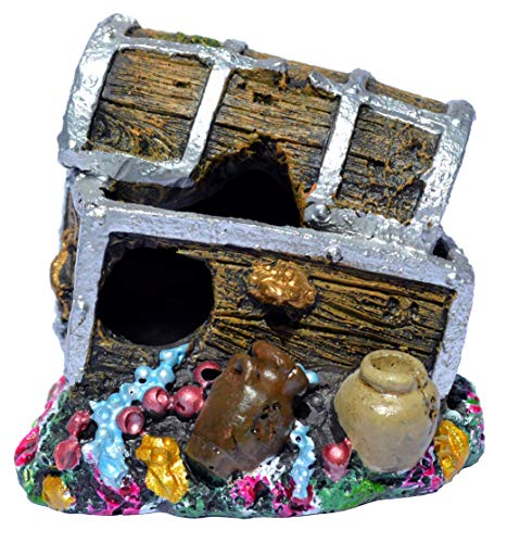 Supa Treasure Chest Aquarium/Fish Tank Ornament, Realistic Detail, Approx. 6cm(L) x 7.5cm(W) x 6.5cm(H). - Image 6