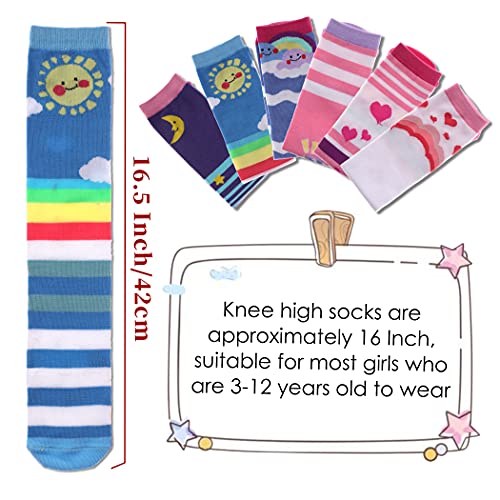 Image of FNOVCO Girls Knee High Socks Cartoon Animal Patterns Cotton Over Calf Socks