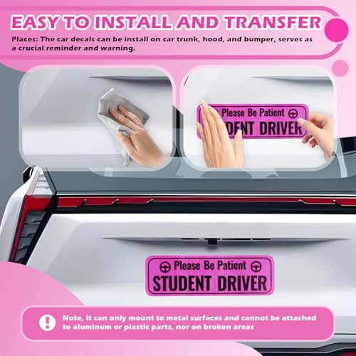 Image of 2PCS Student Driver Magnet for Car,Bright and High Reflective Student Driver Sticker Magnet for Car,Universal New Driver Sticker Reminds Others to Please Be Patient 9.49 inchx3 inch