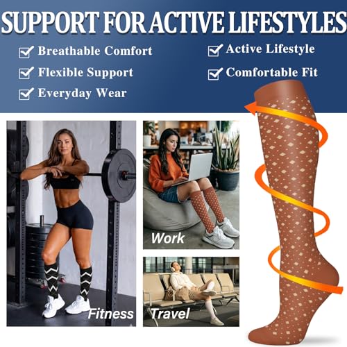 Image of Sooverki Compression Socks for Women and Men Circulation (3 /4 Pairs) is Best Support for Running Athletic Cycling Hiking