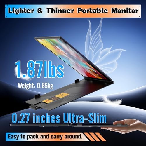Miesebe Laptop Screen Extender 14", Ultra Thin 0.27" FHD 1080P Portable Monitor for Laptop 13-17.3", Plug n Play Extra Monitor Extender, Eye Care Second Screen for MacBook/Windows/Android/Switch/PS5