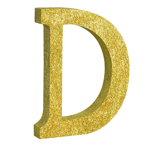 Image of TONIFUL 8 Inch Gold Glitter Letter D Table Centerpiece A-Z Gold Birthday Party Decorations,Gold Alphabet D for Birthday,Chrismas,Graduation,Bridal Shower,Wedding,Anniversary Party Supplies