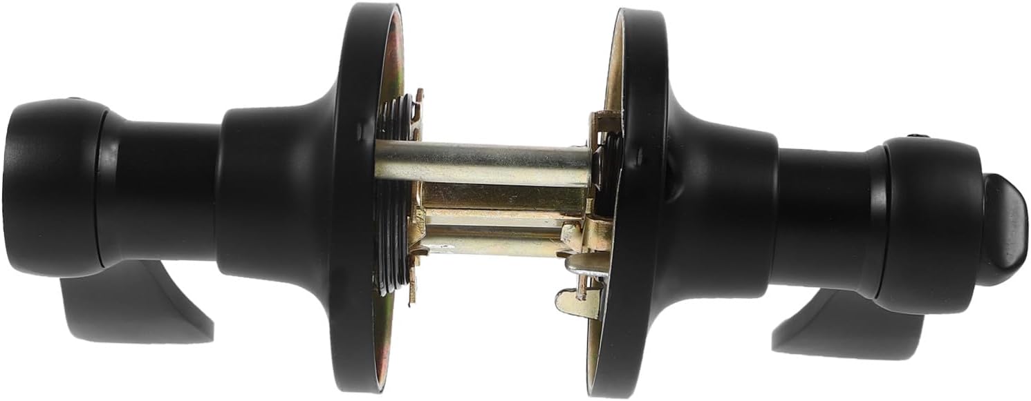 Round Door Lever Handle Lock for Bedroom Door Privacy Black Finish with 3-Bar Round Hole Design 1pcs