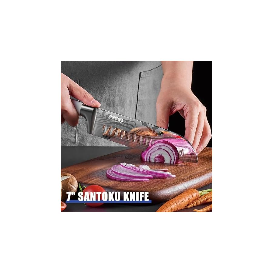 White Chef Knife Set 3PCS Bundle Mirror Polishing Knife Block Set 6PCS