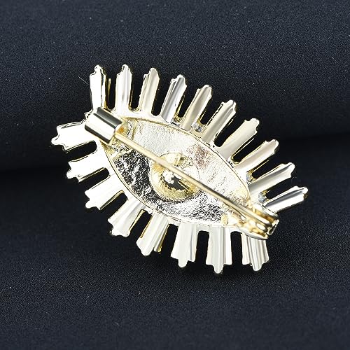Image of Retro Evil Eye Brooch Fashion Unique Crystal Pearl Abstract Eyes Brooches Pin Badge for Women Bridal Jewelry Gift