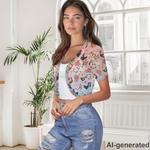 Image of Women's Shrug Short Sleeve Bolero Open Front Knit Party Tulle Cardigan Cropped Cardigan Shoulder Cover Up