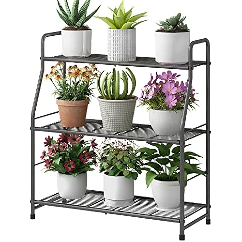 Simple Trending Plant Stand Outdoor Indoor 3 Tier Metal Waterproof Plant Shelf for Living Room Balcony Garden Cover